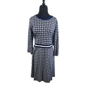 Draper James Knit Dress Houndstooth Print Persley Ponte Fit‎ & Flare Size XXL